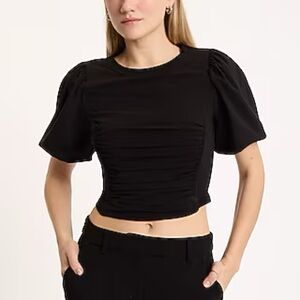 Express Black Puff Sleeve Crop Top